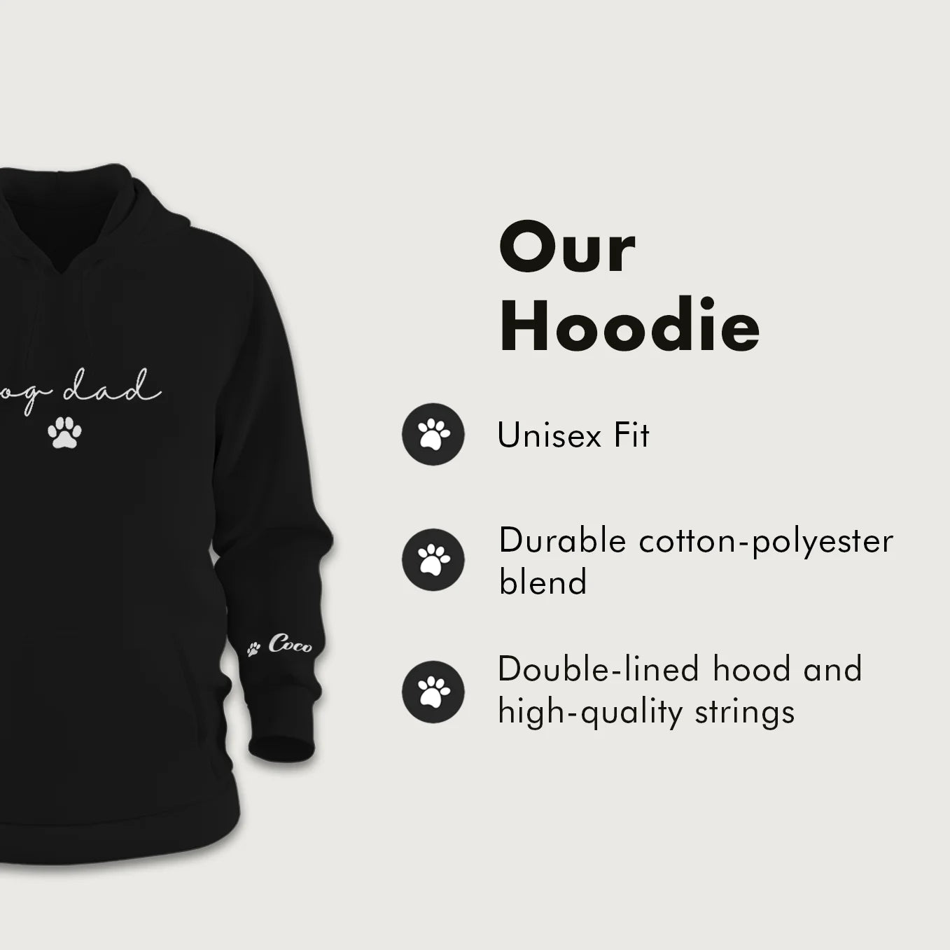 Personalized Hoodie "Dog Dad" with Sleeve Print