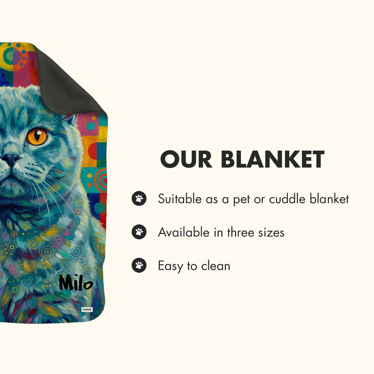 Infographic Graffiti Cat blanket: pet or cuddle blanket, three sizes, easy to clean