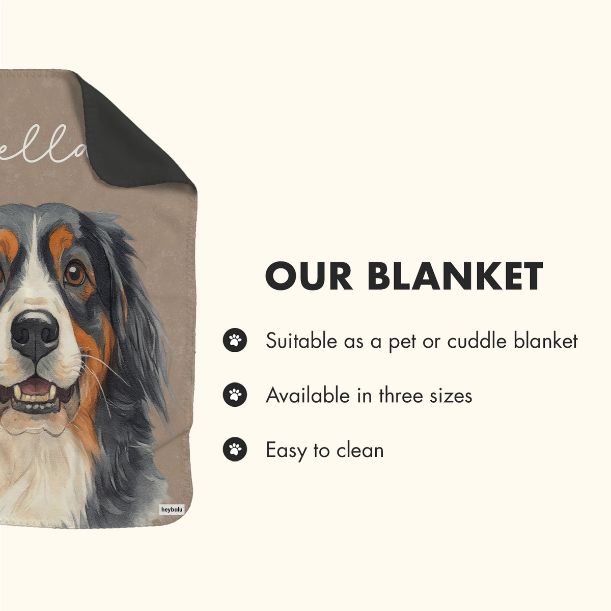 Infographic Portrait blanket: pet or cuddle blanket, three sizes, easy to clean