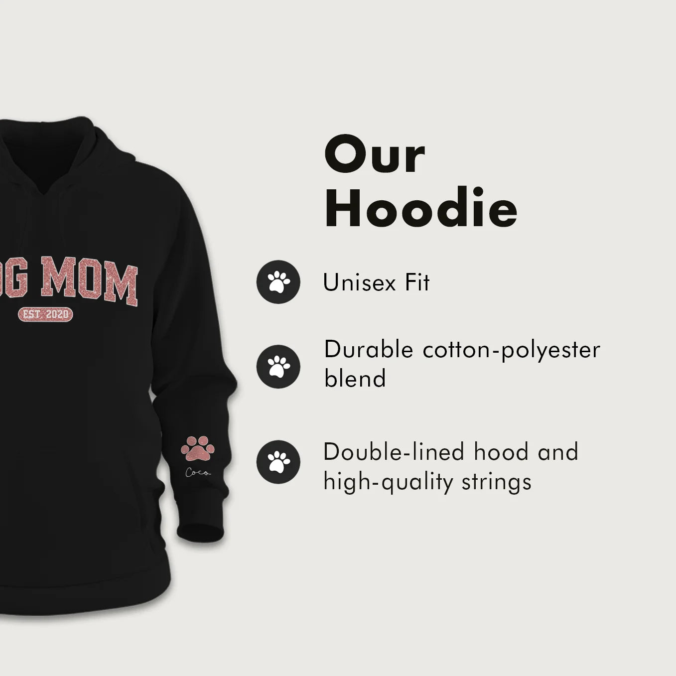 Personalized "Dog Mom Year" Hoodie with Sleeve Print