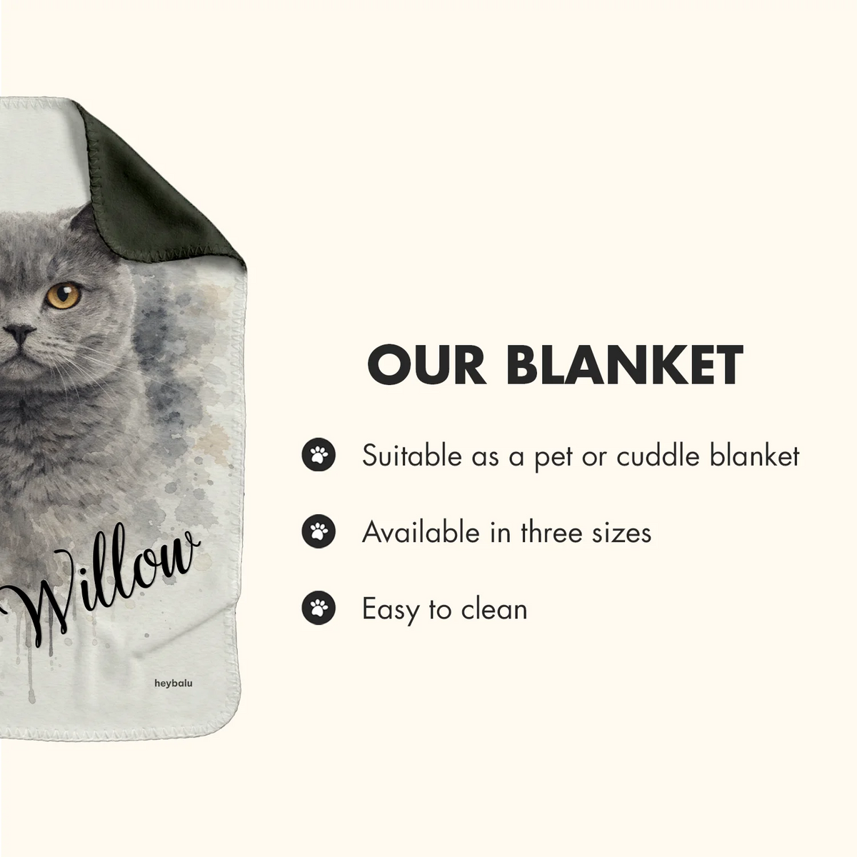 Infographic Watercolor Cat blanket: pet or cuddle blanket, three sizes, easy to clean